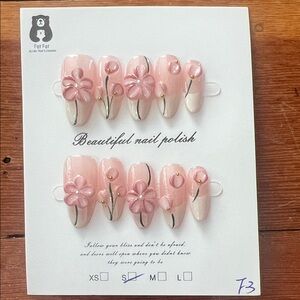 Pink Floral Nail Set Size S